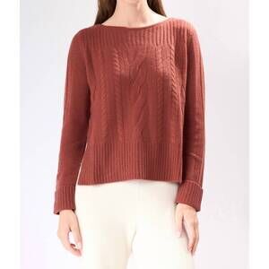 NEW CASHMERE CLOUDS rib detail cashmere sweater in spicy cinnamon
